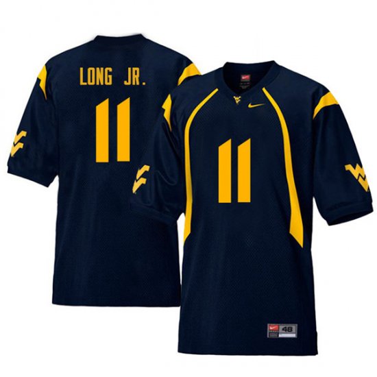 Men's West Virginia Mountaineers NCAA #11 David Long Jr. Navy Authentic Nike Retro Stitched College Football Jersey IV15V61IX